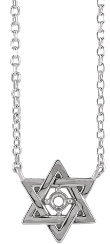 Pakabukas „Star of David“ 585 Baltojo Aukso Round 2mm (1)