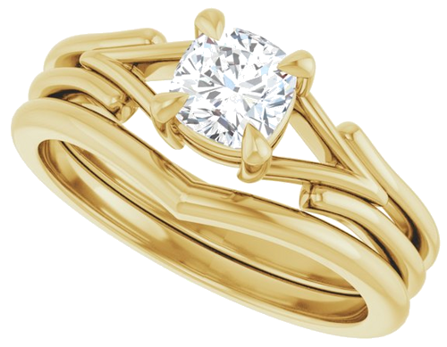 Sužadėtuvių Žiedas „Solitaire“ 585 Geltonojo Aukso Cushion 5mm (10)