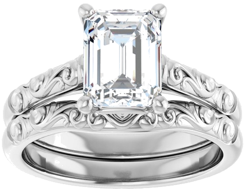 Sužadėtuvių Žiedas „Solitaire“ 417 Baltojo Aukso Emerald 8mm x 6mm (8)