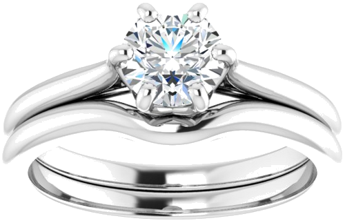 Sužadėtuvių Žiedas „Solitaire“ 585 Baltojo Aukso Round 5.8mm (8)