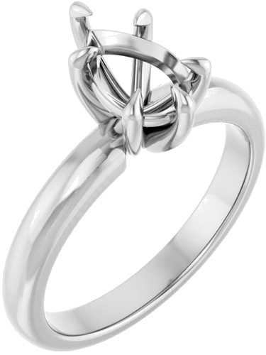 14K White 9x6 mm Pear Solitaire Engagement Ring Mounting (1)
