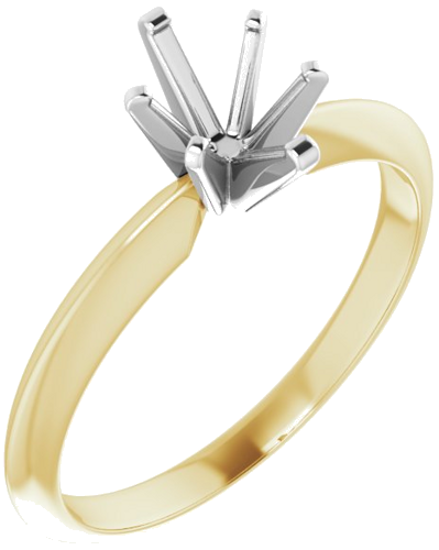 14K Yellow   White 7x5 mm Oval 6-Prong Solitaire Engagement Ring Mounting (1)