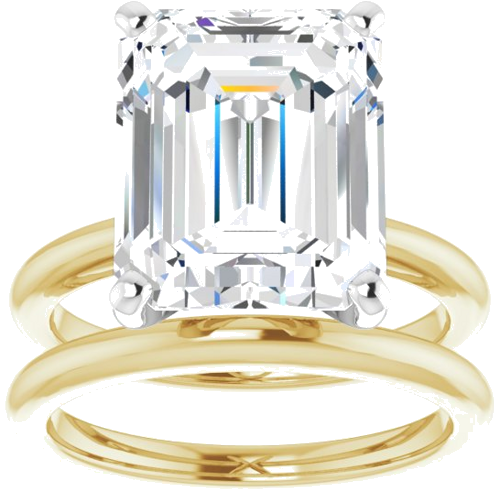 Sužadėtuvių Žiedas „Solitaire“ 585 Baltojo Ir Geltonojo Aukso Emerald 12mm x 10mm (8)