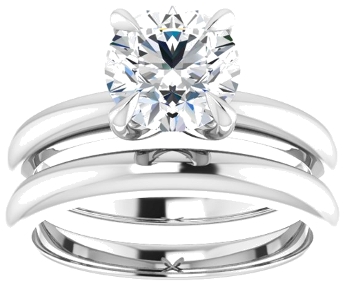 Sužadėtuvių Žiedas „Solitaire“ 585 Baltojo Aukso Round 7.4mm (8)