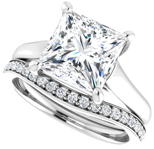 Sužadėtuvių Žiedas „Solitaire“ 585 Baltojo Aukso Square 8mm (10)