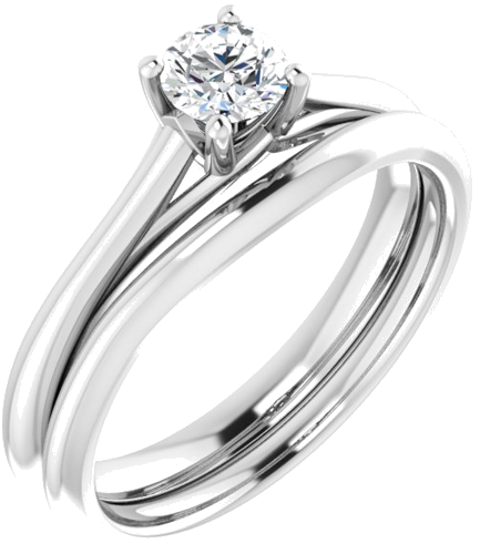 Sužadėtuvių Žiedas „Solitaire“ 585 Baltojo Aukso Round 4.4mm (6)