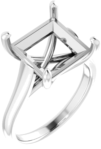 14K White 10 mm Square Solitaire Engagement Ring Mounting (1)