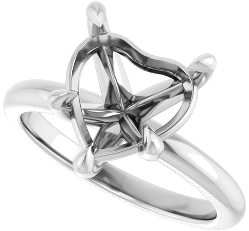 14K White 10x10 mm Heart Solitaire Engagement Ring Mounting (5)