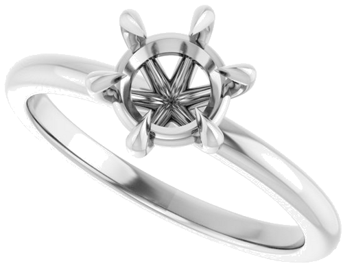 10K White 6.5 mm Round Solitaire Engagement Ring Mounting (5)