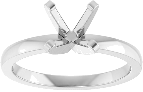 14K White 6.6-7.2 mm Round Solitaire Engagement Ring Mounting (3)