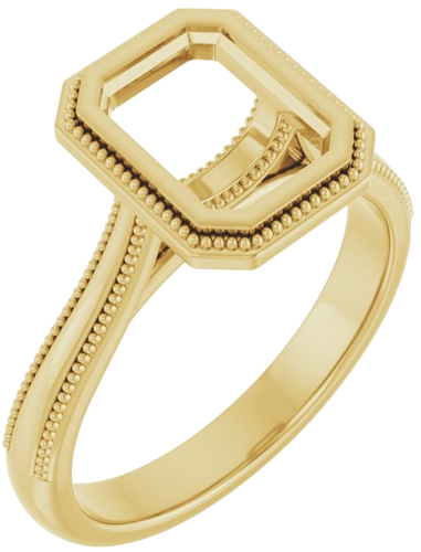 14K Yellow 8x6 mm Emerald Solitaire Engagement Ring Mounting (1)