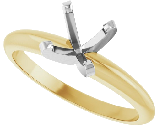 Sužadėtuvių Žiedas „Solitaire“ 585 Baltojo Ir Geltonojo Aukso Round 6mm x 6.6mm (5)