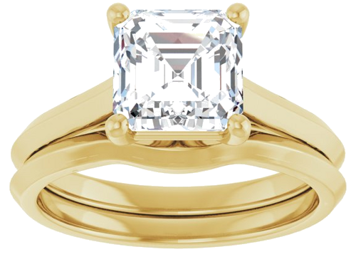 14K Yellow 7 mm Asscher Solitaire Engagement Ring Mounting (8)