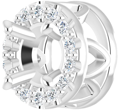 14K White 4.4 mm Round .07 CTW Natural Diamond Semi-Set Pendant (2)