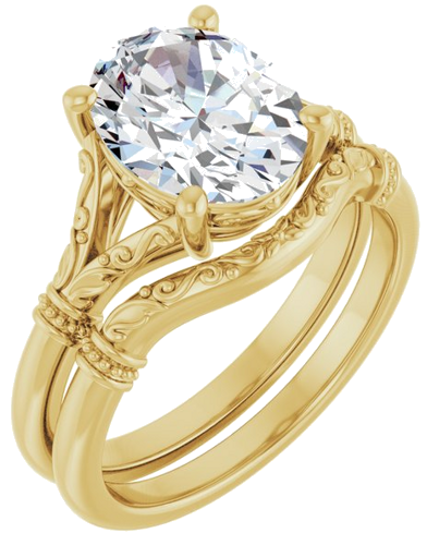 Sužadėtuvių Žiedas „Split Shank“ 585 Geltonojo Aukso Oval 10mm x 8mm (6)