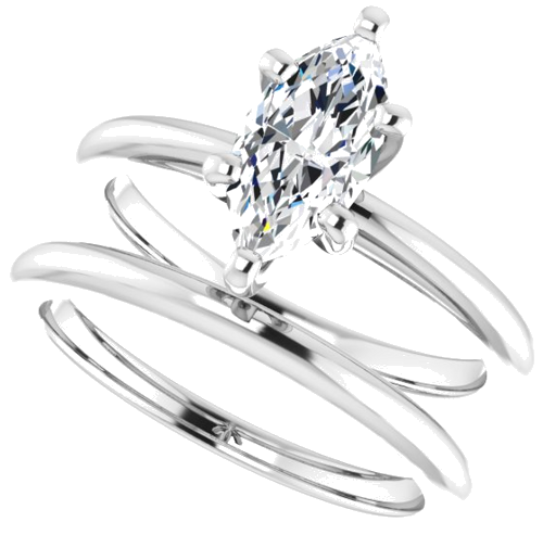 Sužadėtuvių Žiedas „Solitaire“ 585 Baltojo Aukso Marquise 10mm x 5mm (10)