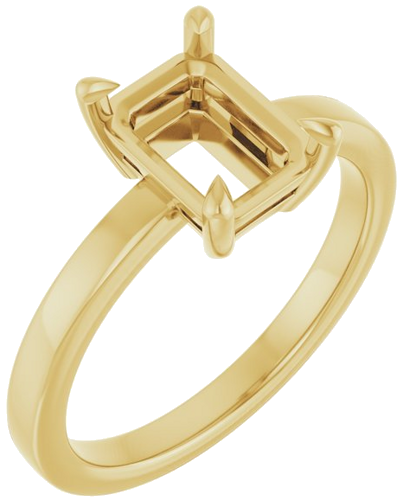 14K Yellow 8x6 mm Emerald Solitaire Engagement Ring Mounting (1)