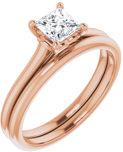 14K Rose  4.5 mm Square Solitaire Engagement Ring Mounting (6)
