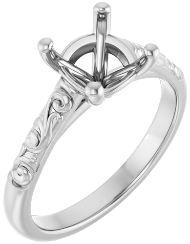 Sužadėtuvių Žiedas „Solitaire“ 585 Baltojo Aukso Cushion 7mm (1)