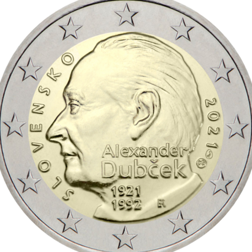 2021 Slovakija Alexander Dubček  2 eurų moneta (2)