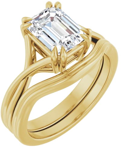 Sužadėtuvių Žiedas „Solitaire“ 585 Geltonojo Aukso Emerald 8mm x 6mm (6)