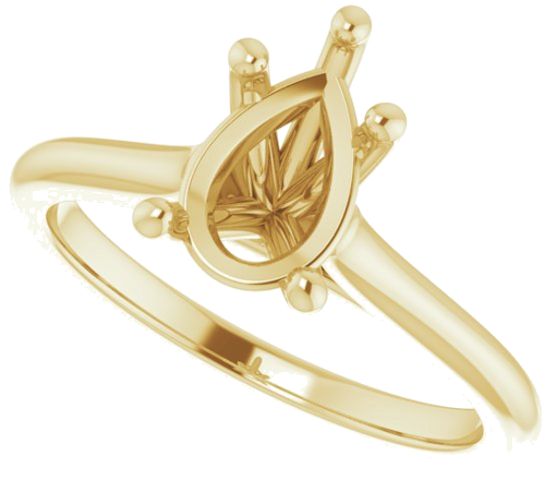 14K Yellow 9x6 mm Pear Solitaire Engagement Ring Mounting (5)