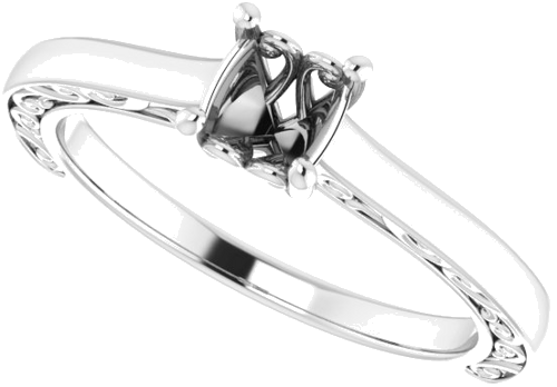 Platinum  5.2 mm Round Solitaire Engagement Ring Mounting (5)