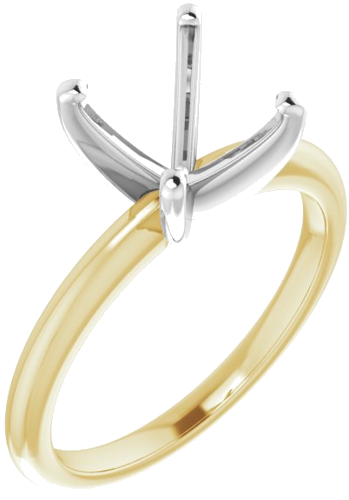 14K Yellow   White  8x8 mm Cushion Solitaire Engagement Ring Mounting (1)