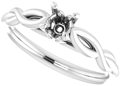 Sužadėtuvių Žiedas „Solitaire“ 585 Baltojo Aukso Round 4.4mm (5)