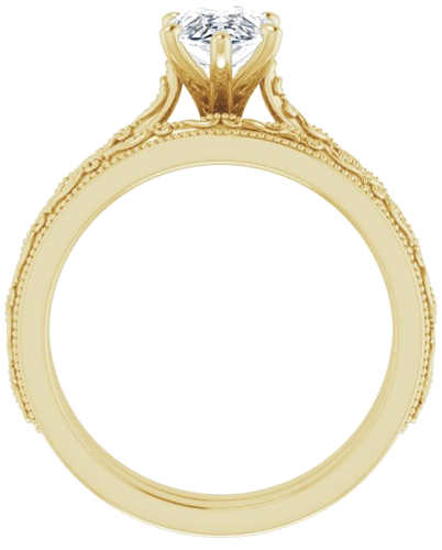 14K Yellow  8x6 mm Pear Solitaire Engagement Ring Mounting (7)