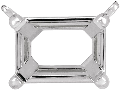 14K White 6x4 mm Emerald 4-Prong Claw Necklace Center (1)