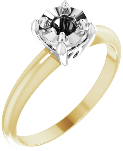 14K Yellow   White 3.7 mm Round 4-Prong Illusion Solitaire Ring Mounting (1)