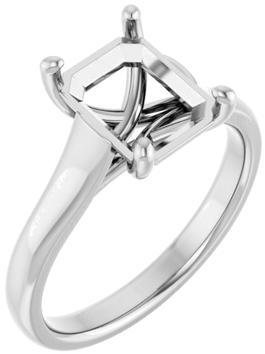 14K White 9x7 mm Emerald Solitaire Engagement Ring Mounting (1)