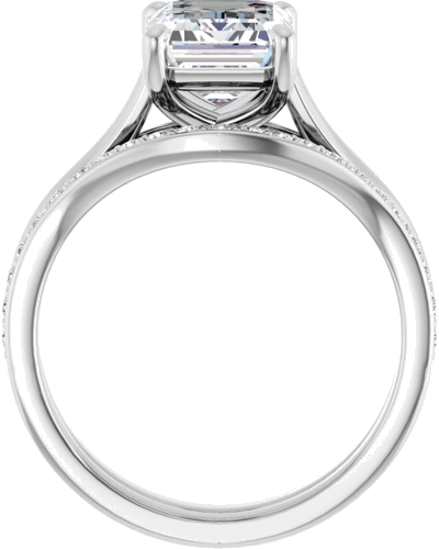 14K White 9x7 mm Emerald Solitaire Engagement Ring Mounting (7)