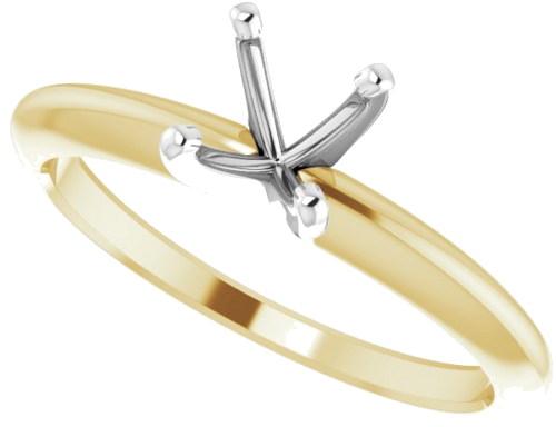 14K Yellow   White 5.7-6 mm Round 4-Prong Comfort-fit Solitaire Ring Mounting (5)
