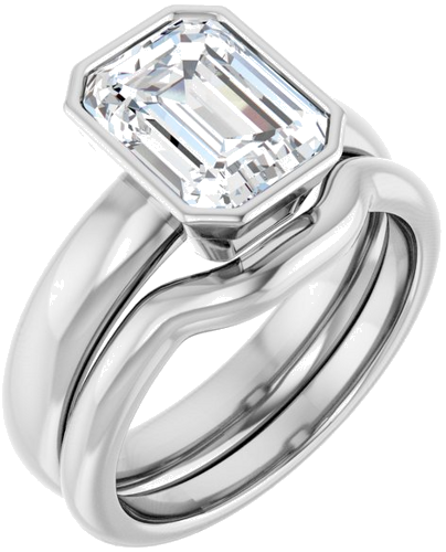 Sužadėtuvių Žiedas „Bezel-Set Solitaire“ 585 Baltojo Aukso Emerald 9mm x 7mm (6)