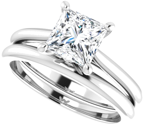 Platinum 6 mm Square Solitaire Engagement Ring Mounting (10)