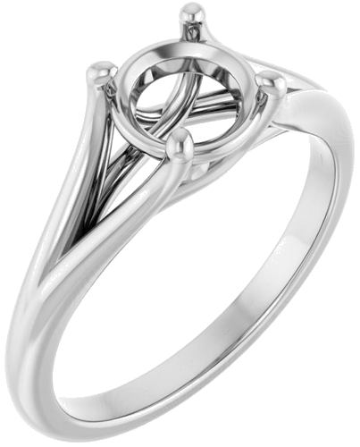 14K White 6.5 mm Round Solitaire Engagement Ring Mounting (1)