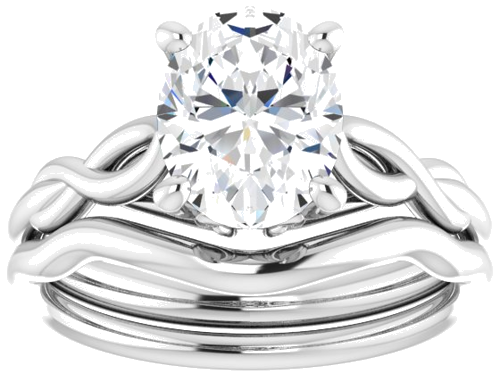 14K White  9x7 mm Oval Solitaire Engagement Ring Mounting (8)