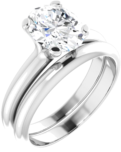 Sužadėtuvių Žiedas „Solitaire“ 585 Baltojo Aukso Oval 9mm x 7mm (6)