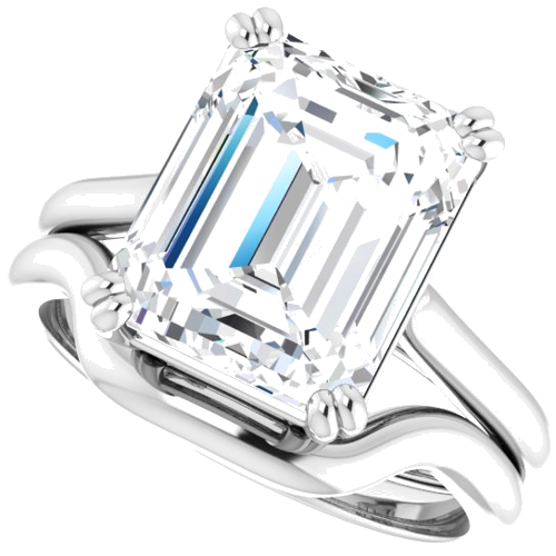 Platinum 11x9 mm Emerald Solitaire Engagement Ring Mounting (10)