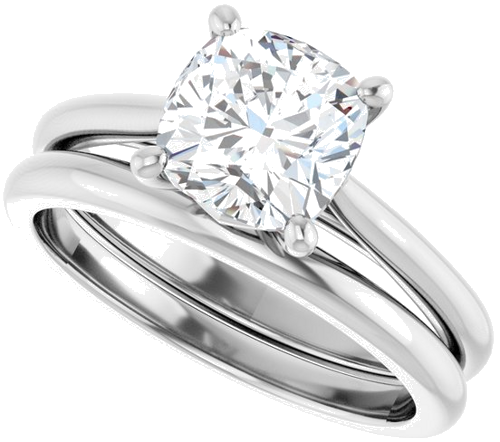 Sužadėtuvių Žiedas „Solitaire“ 585 Baltojo Aukso Cushion 7mm (10)