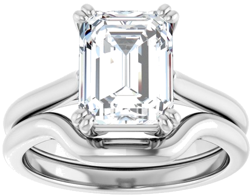 14K White 9x7 mm Emerald Solitaire Engagement Ring Mounting (8)