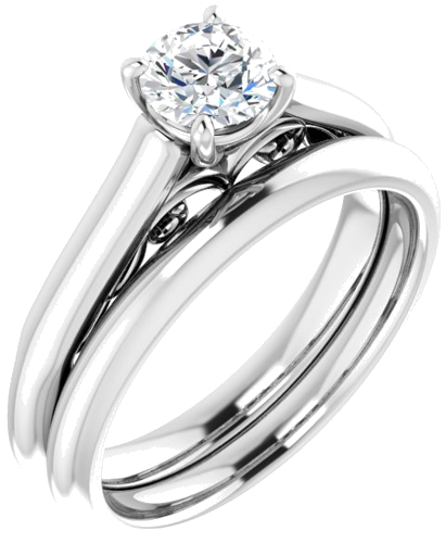 Platinum  5.2 mm Round Solitaire Engagement Ring Mounting (6)