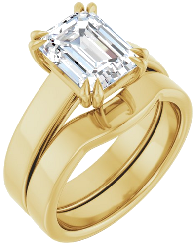 10K Yellow 9x7 mm Emerald Engagement Ring Mounting (6)