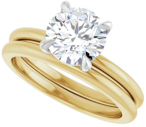 14K Yellow White 7.4 mm Round Solitaire Engagement Ring Mounting (9)