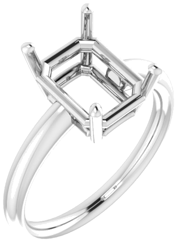 Platinum 10x8 mm Emerald Engagement Ring Mounting (1)