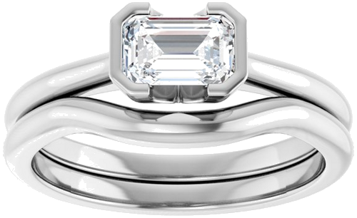 Sužadėtuvių Žiedas „Half Bezel Solitaire“ 585 Baltojo Aukso Emerald 6mm x 4mm (8)