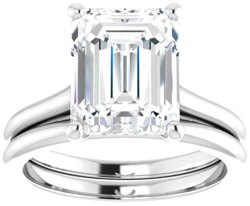 Sužadėtuvių Žiedas „Solitaire“ 585 Baltojo Aukso Emerald 10mm x 8mm (8)