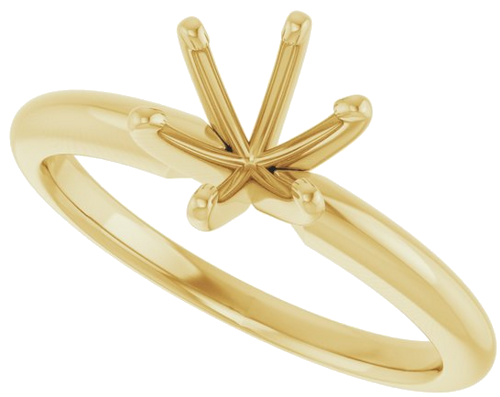 Sužadėtuvių Žiedas „Solitaire“ 585 Geltonojo Aukso Round 6mm x 6.6mm (5)